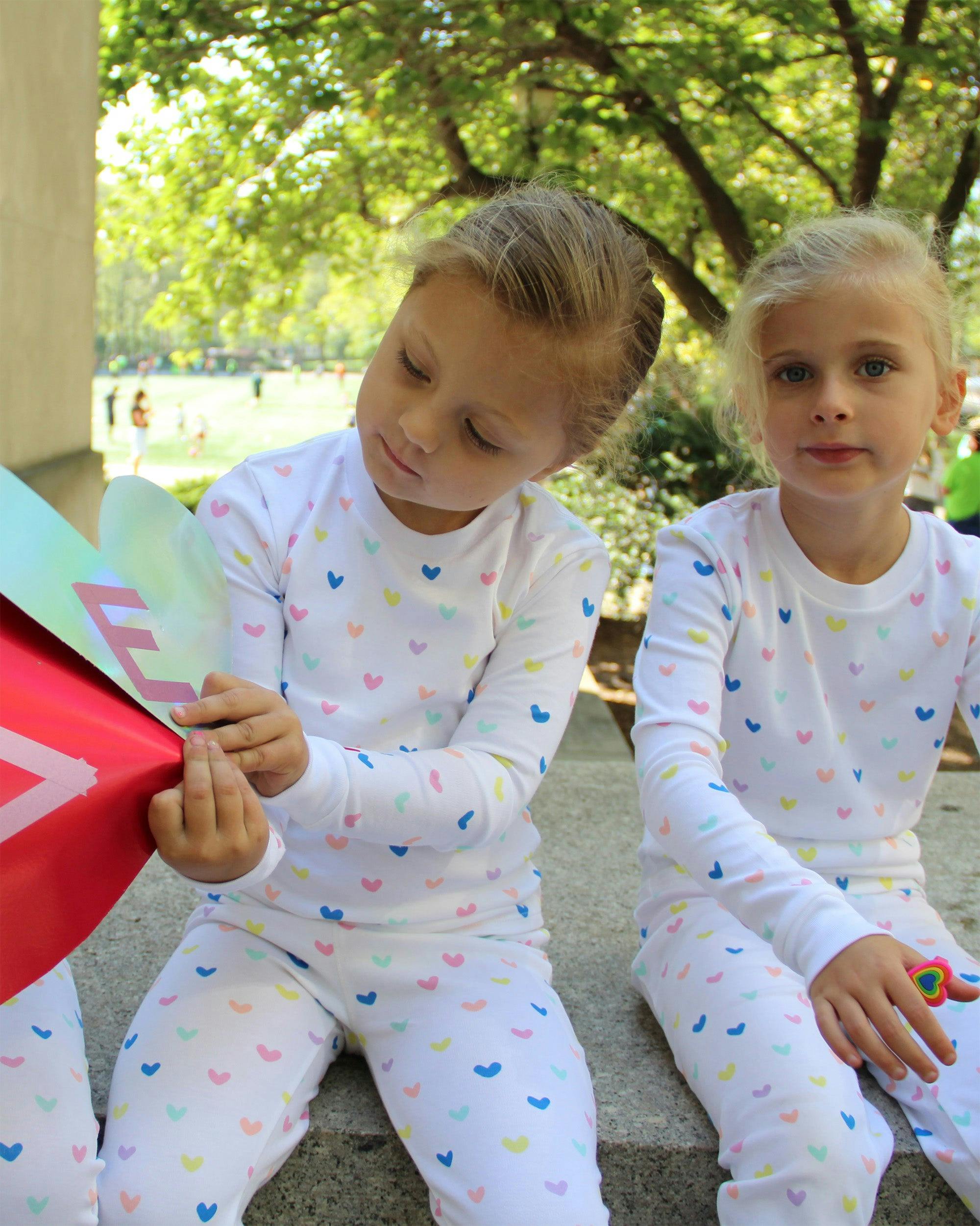 The Organic Long Sleeve Pajama Set [Rainbow Hearts]