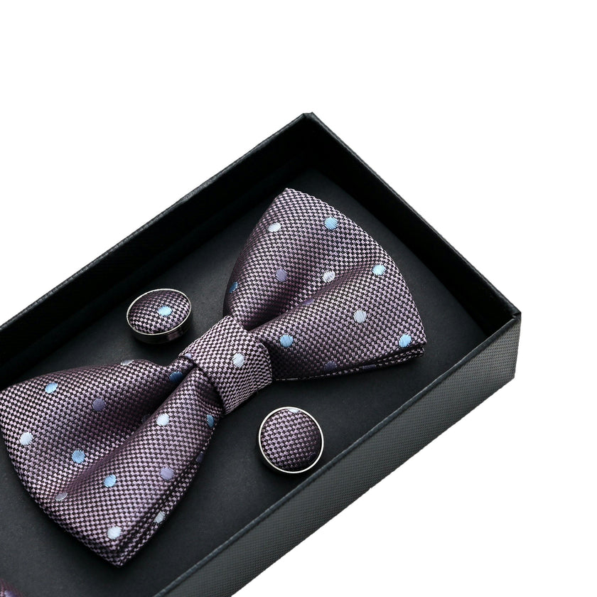 Purple Dotted Bowtie Set