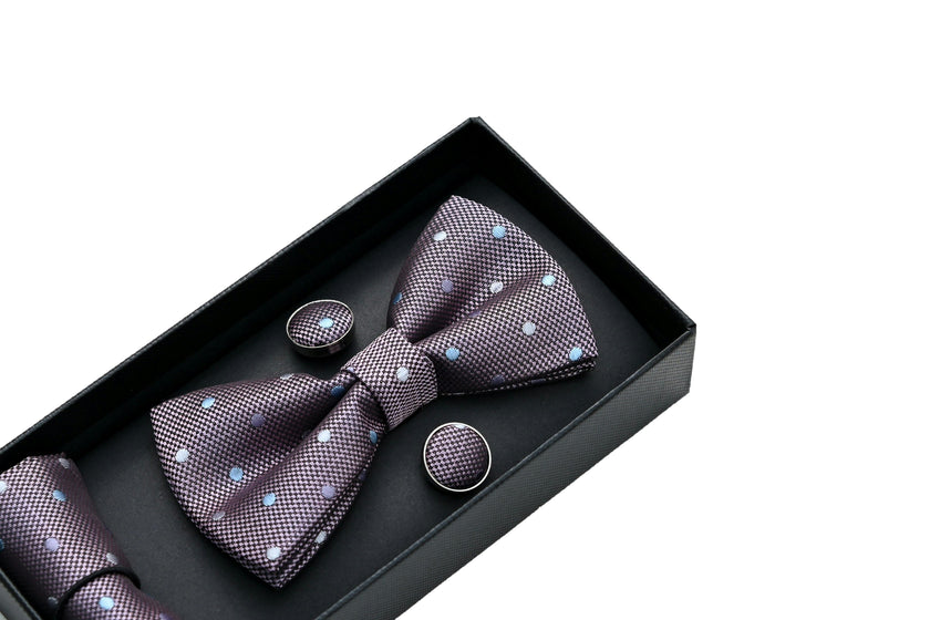 Purple Dotted Bowtie Set