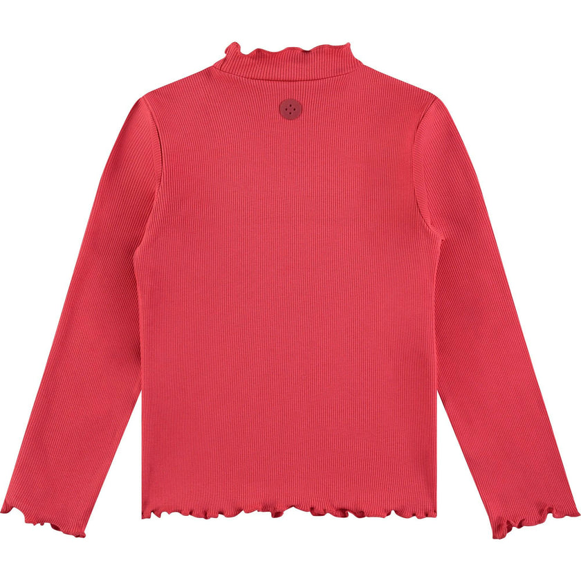 Ribbed Long Sleeve Lettuce Hem T-Shirt
