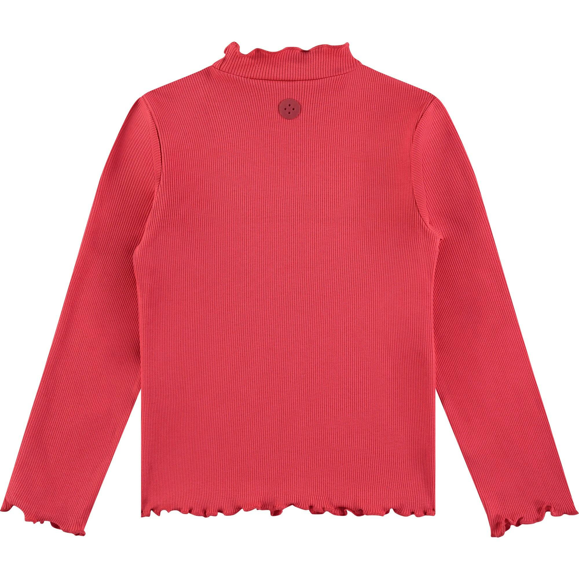 Ribbed Long Sleeve Lettuce Hem T-Shirt
