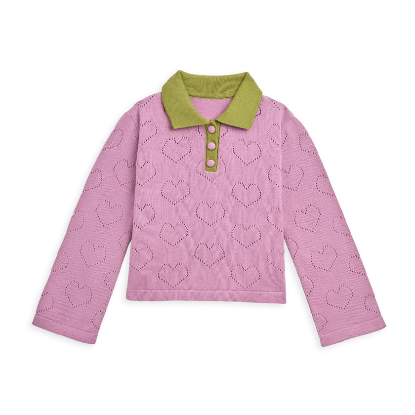 children's cotton sweater - blush hearts