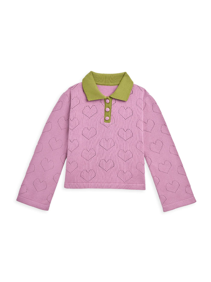 children's cotton sweater - blush hearts