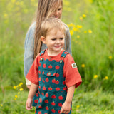 Apple Dungaree Shorts, Blue