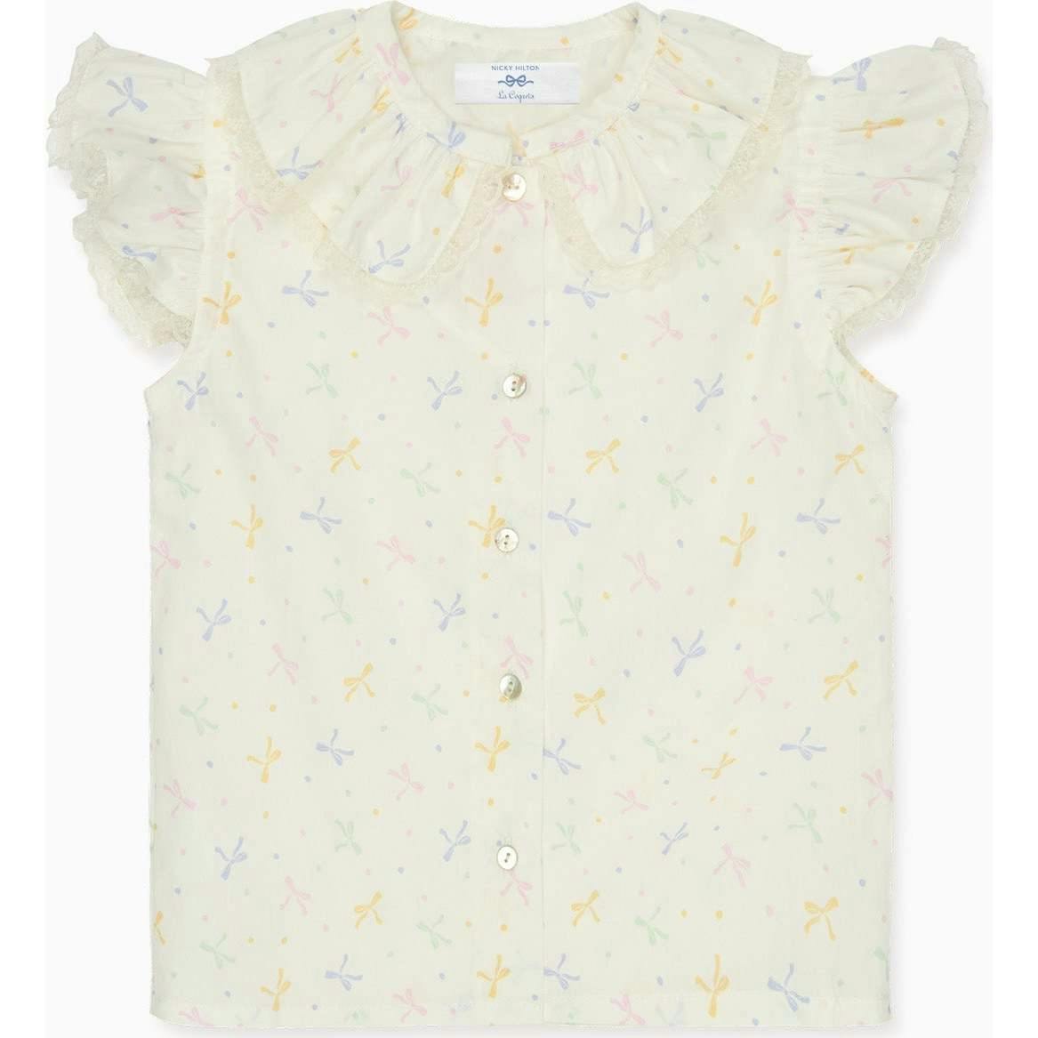 Nicky Hilton x La Coqueta Ivory Bow Olivia Girl Shirt