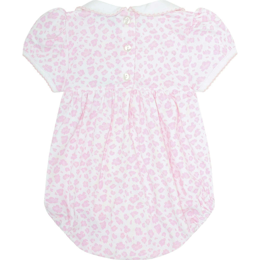 Pink Cheetah Print Smocked Bubble