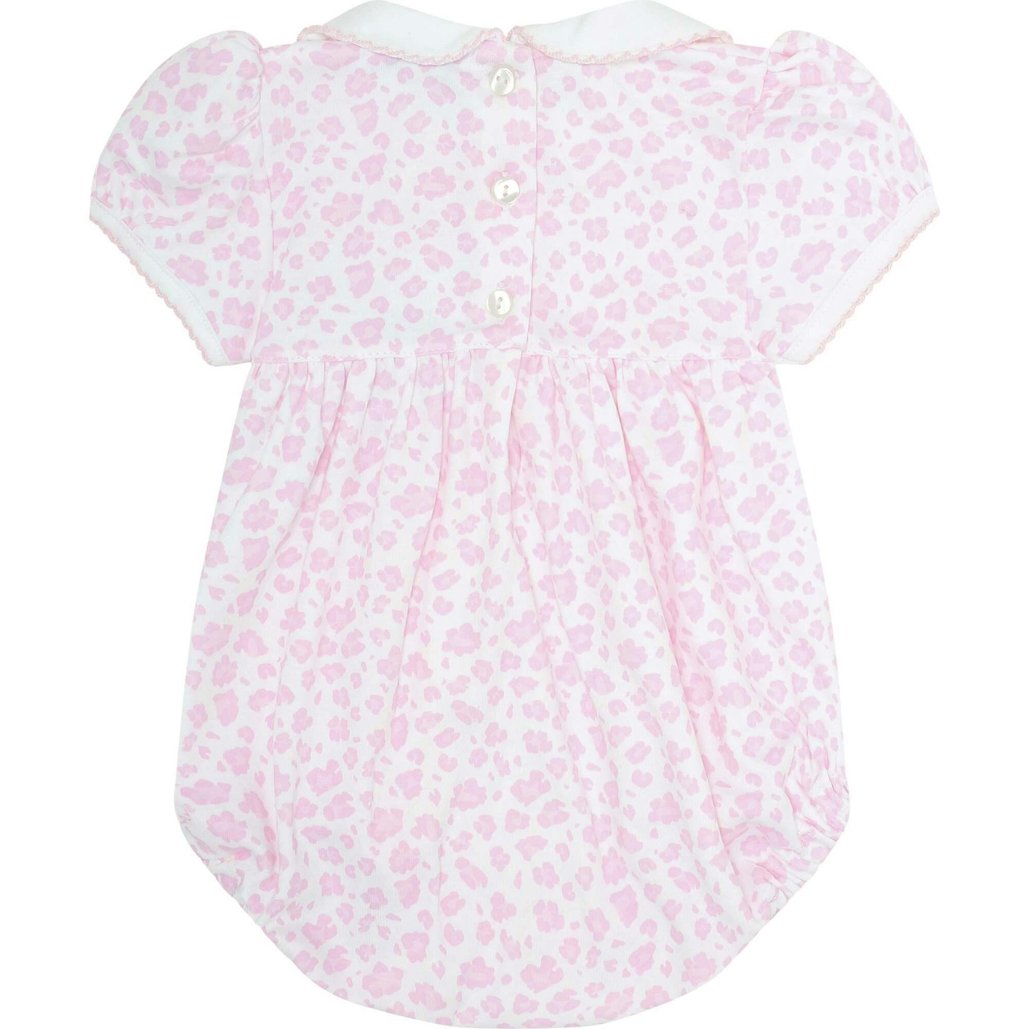 Pink Cheetah Print Smocked Bubble