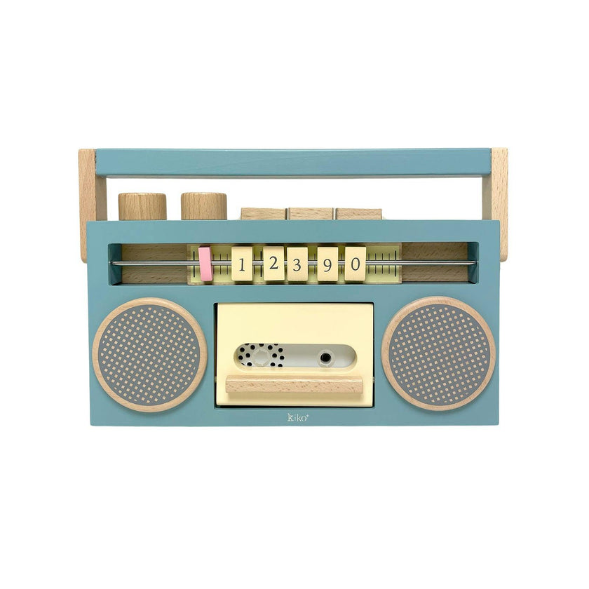 retro wooden boombox tape recorder