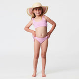 Raspberry Stripe Tie Crop Bikini