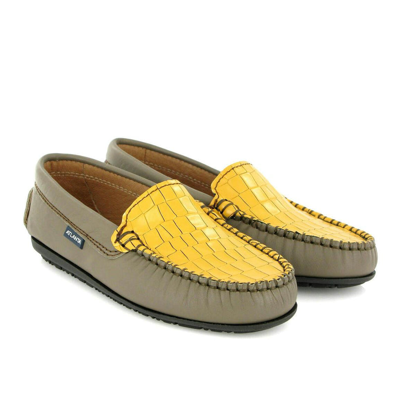 Plain Moccasins In Leather, Earth And Yellow