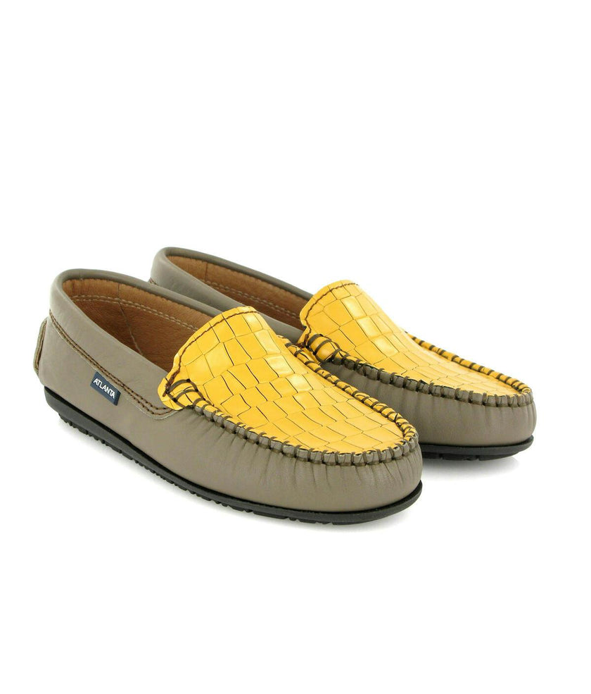 Plain Moccasins In Leather, Earth And Yellow