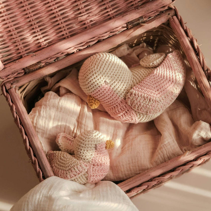 Pink Chickadee Gift Box 🌸 100% organic cotton music box and lovey