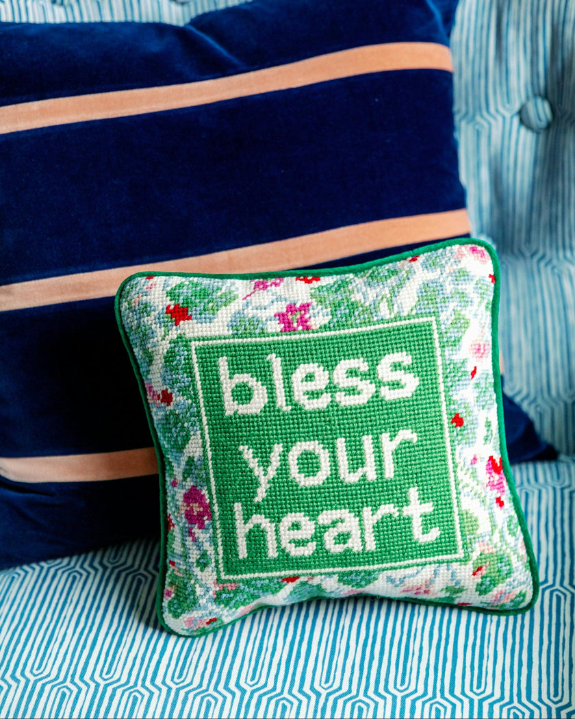 Bless Your Heart Needlepoint Pillow