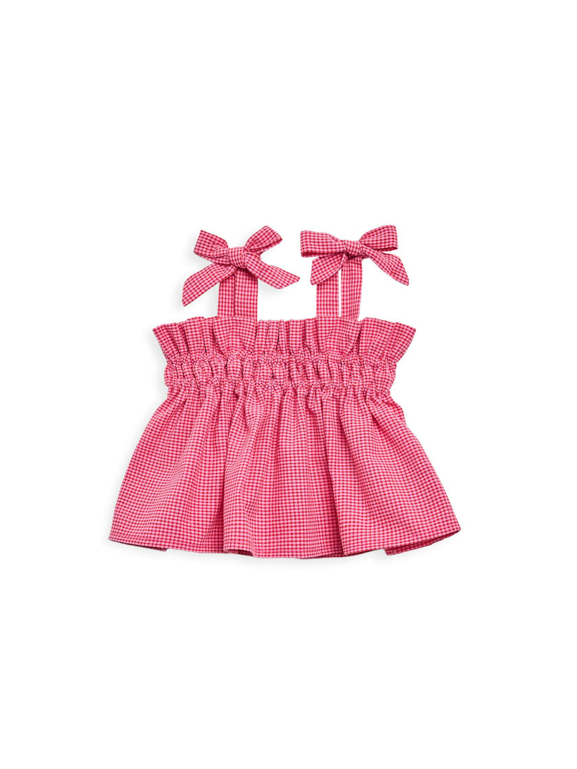 children's vichy frilled top - wild berry