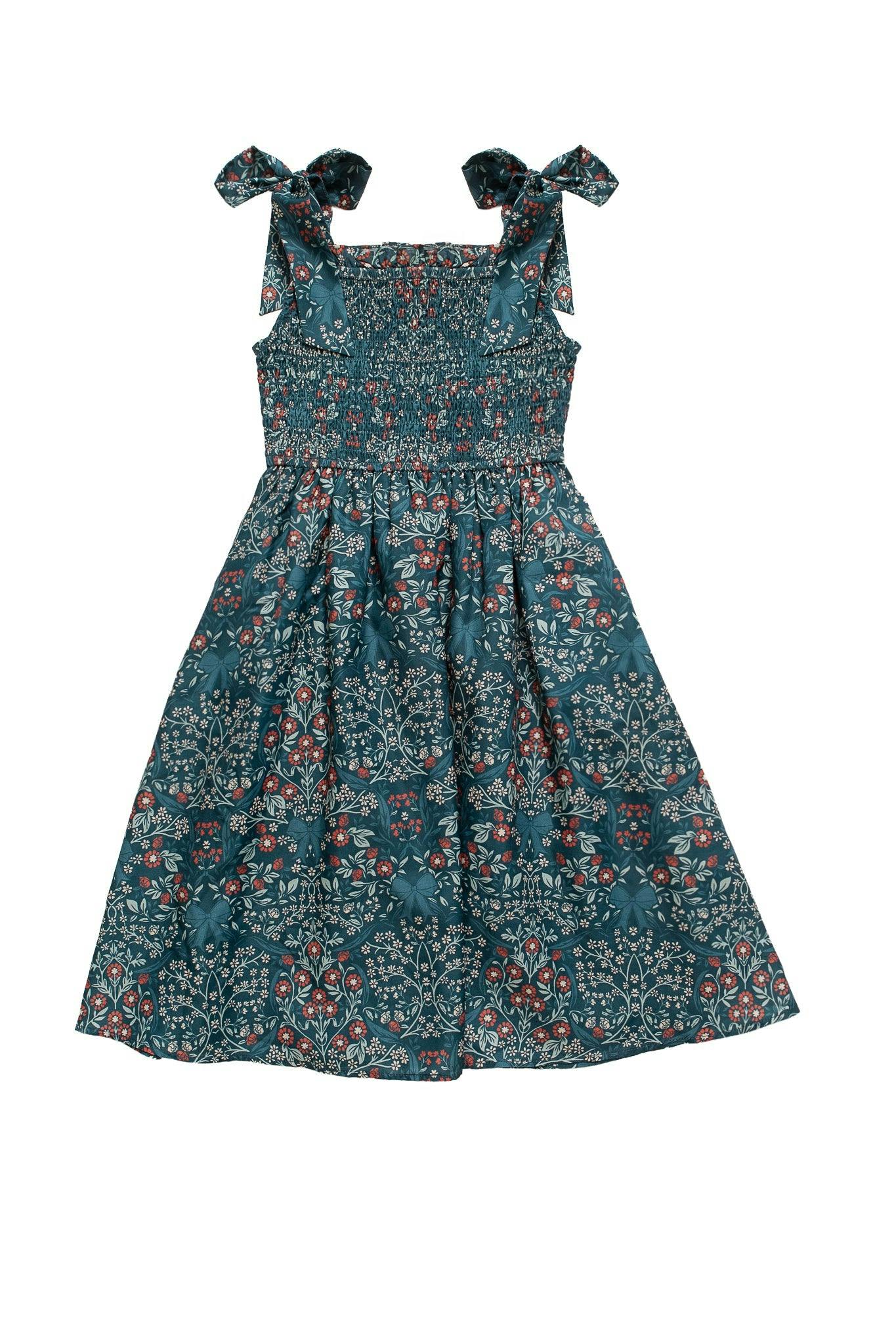Mini Rayna Dress in Teal Ribboned Garden