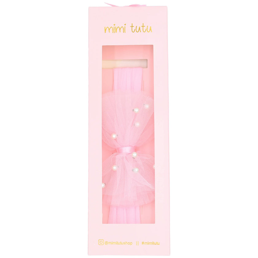 Multicolored Tulle Pearl Ribbon Headband