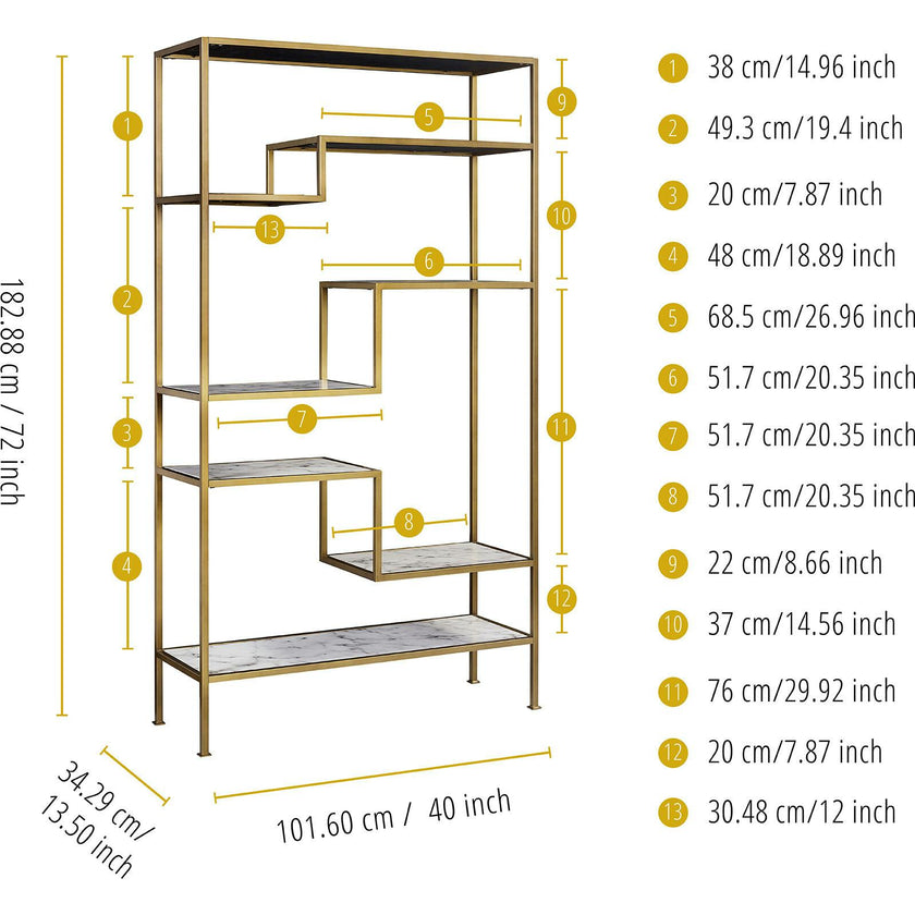Marmo Modern Marble-Look 5-Tier Display Shelf