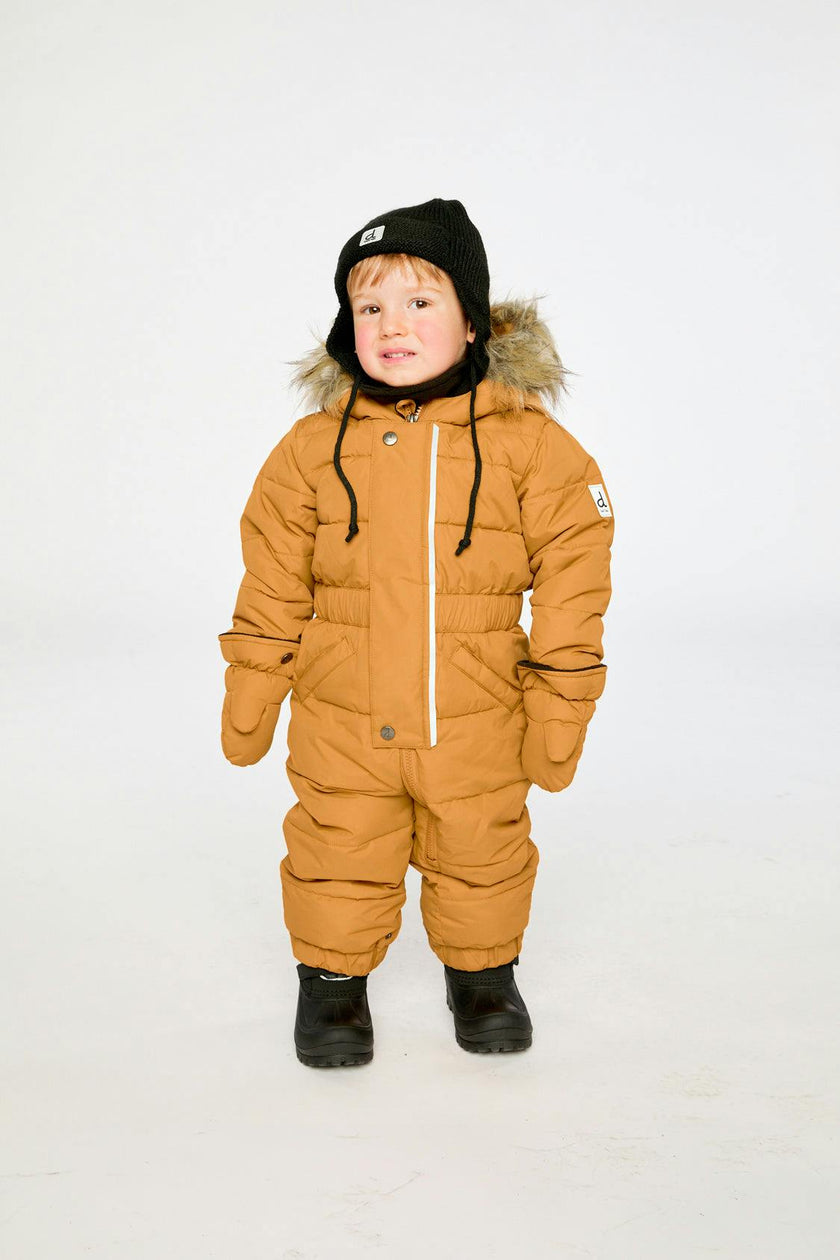 Baby Original One Piece Puffy Snowsuit With Removable Mittens And Boots Brown Sugar