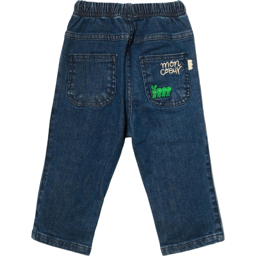 Recycled Denim Green Apple Patch Baby Pant