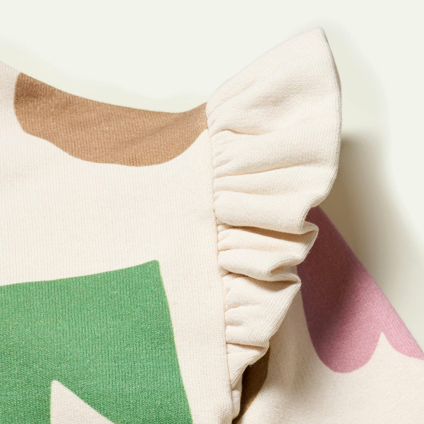 Recycled Cotton Mon Coeur Ruffled Sweatshirt