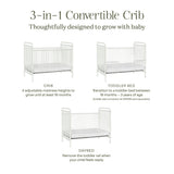 Abigail 3-in-1 Convertible Crib in Washed White