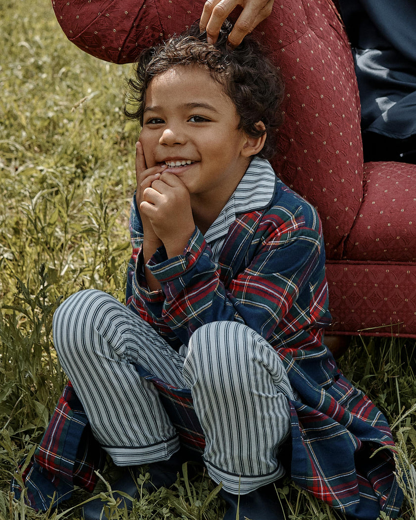 Kid's Brushed Twill Robe in Windsor Tartan