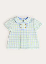 Pip Check Button Detail Short Sleeve Shirt in Green (12mths-5yrs)