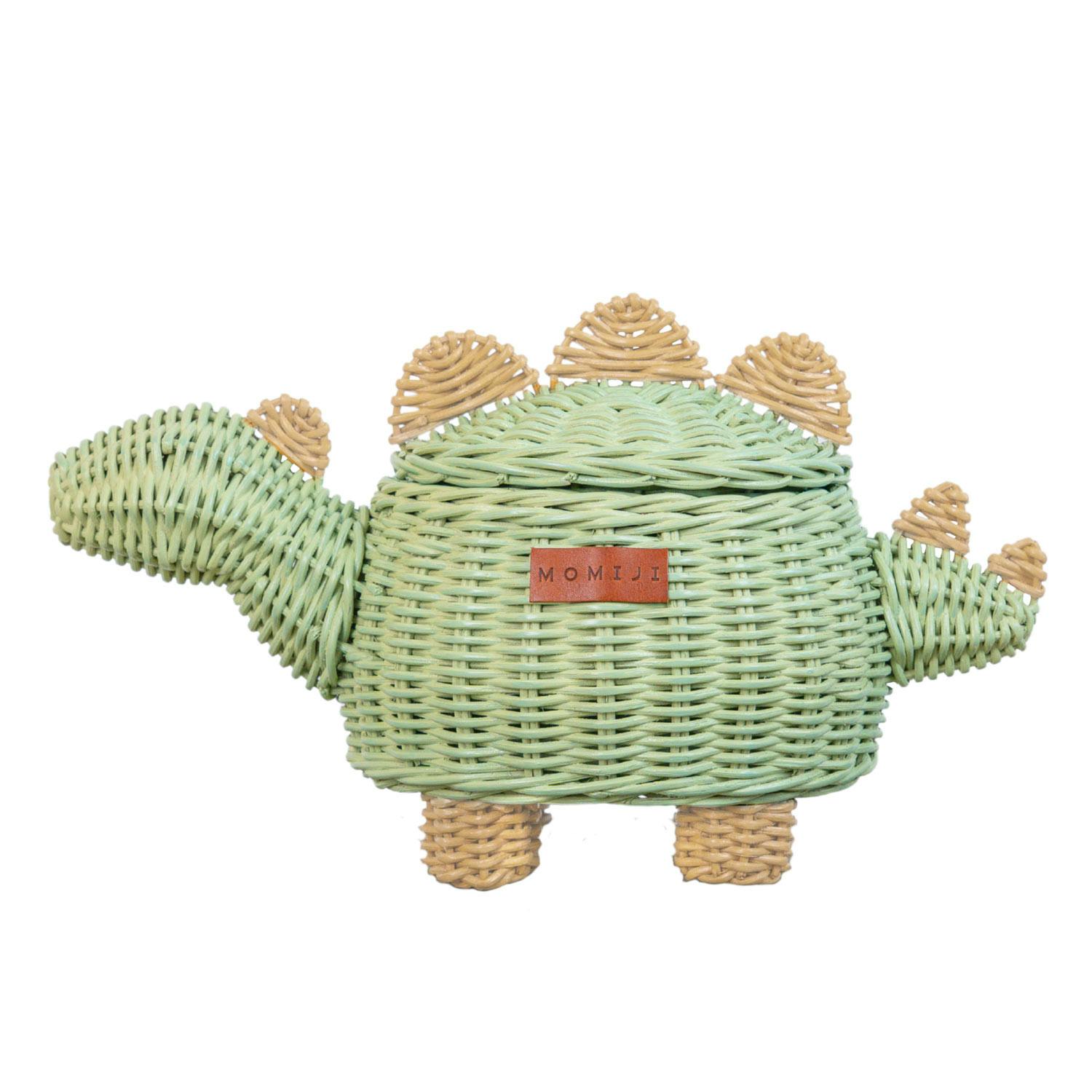 Handcrafted - Dinosaur Storage Basket Mint Green (Small) - Rattan Wicker
