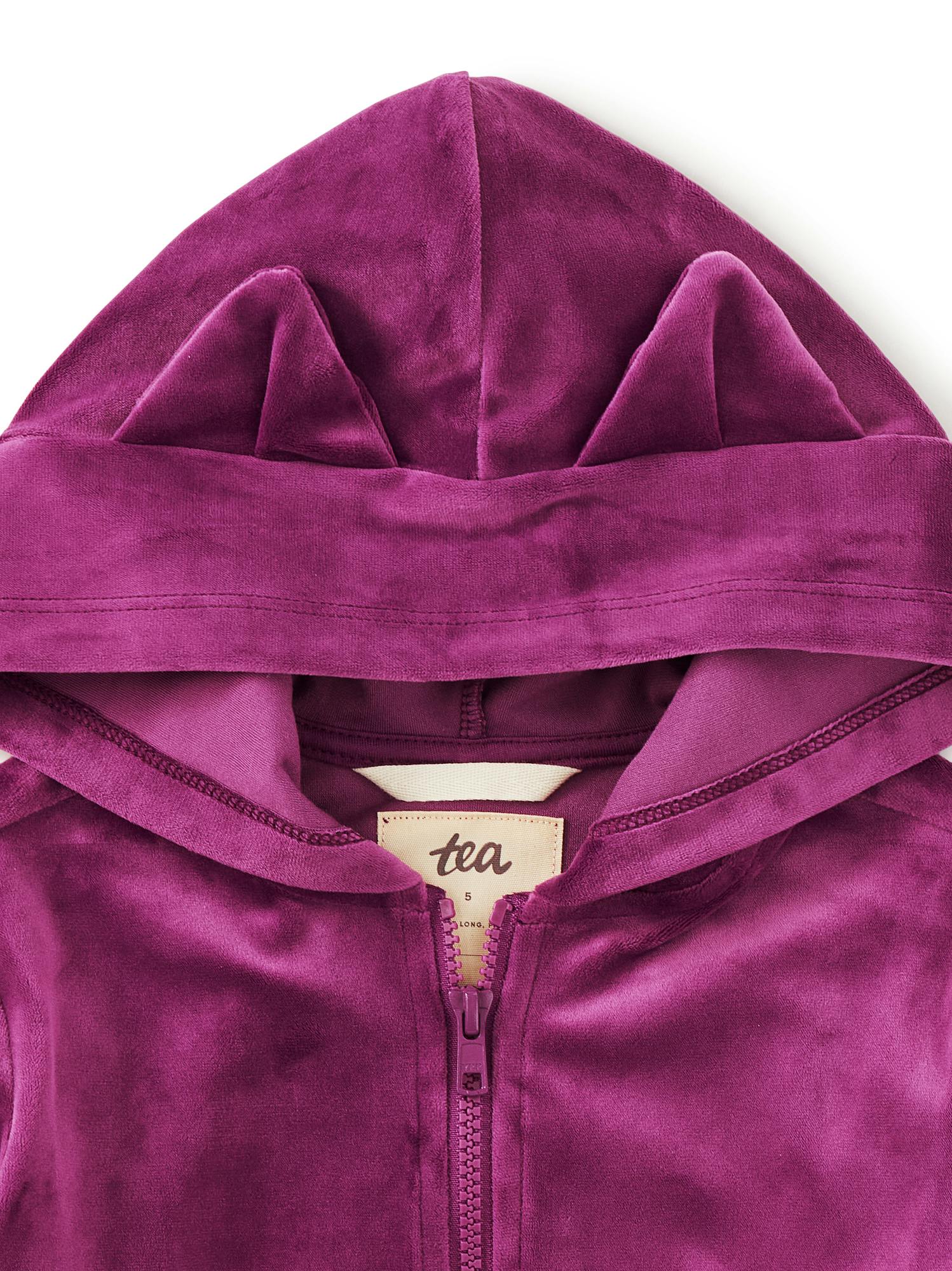 Cat Ears Velour Hoodie, Cosmic Berry
