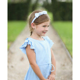 Seersucker Bow Headband in Blue/White