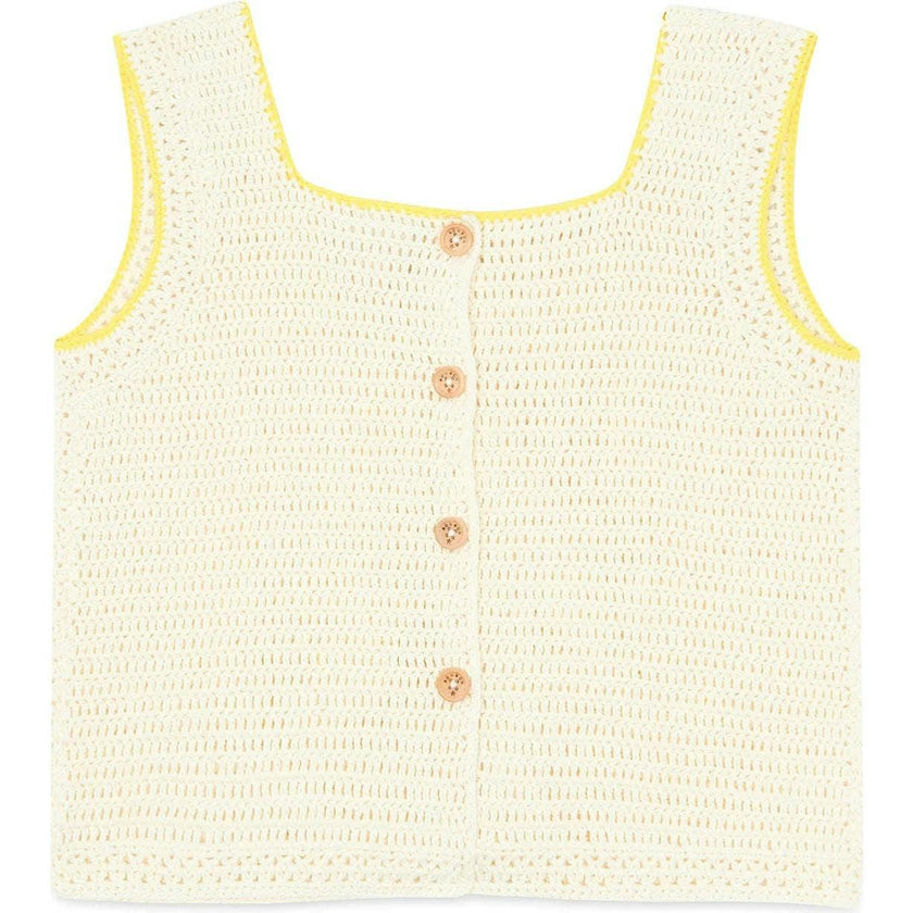 BONTON Citron Heart Pocket Crochet Vest