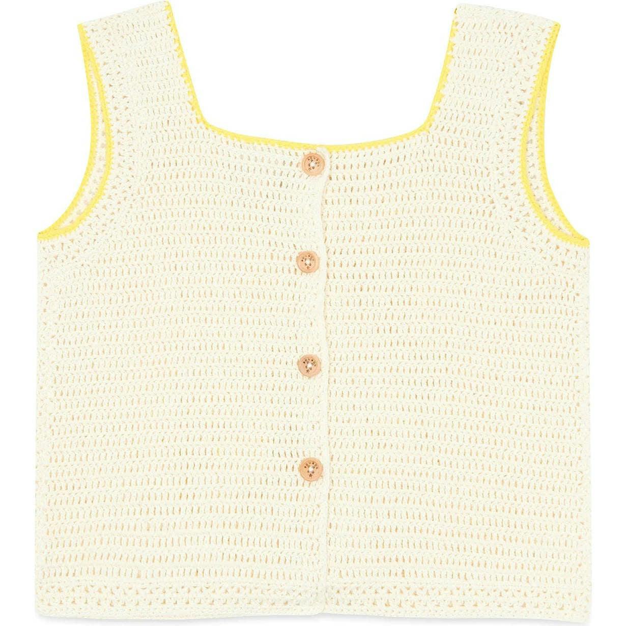 BONTON Citron Heart Pocket Crochet Vest