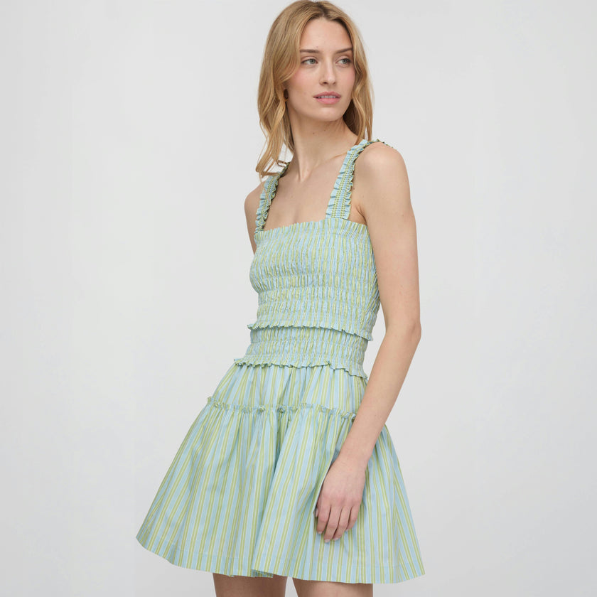 azalea maxi nap dress The Azalea Mini Nap Dress | Blue/Green Stripe / L
