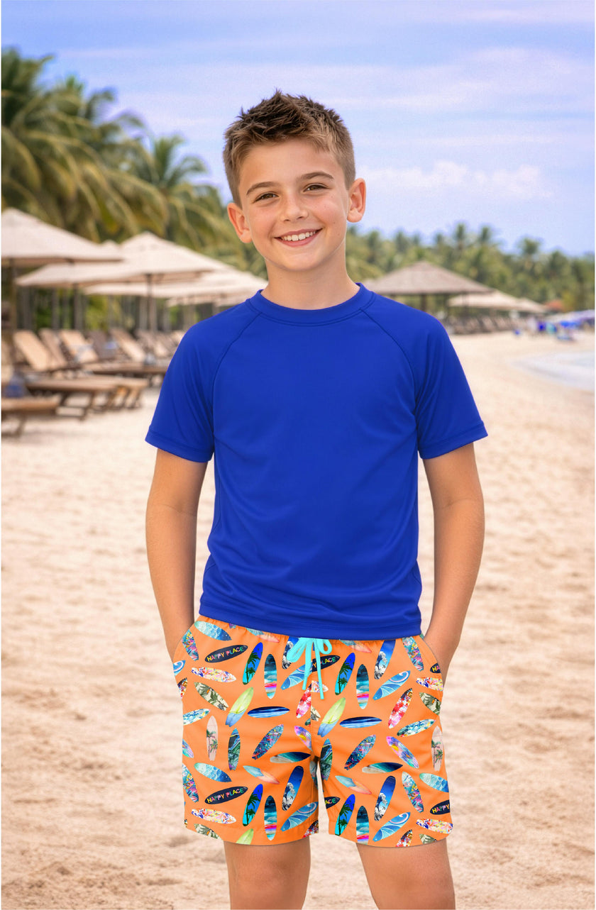Dylan Boys Surfboard Print Board Shorts