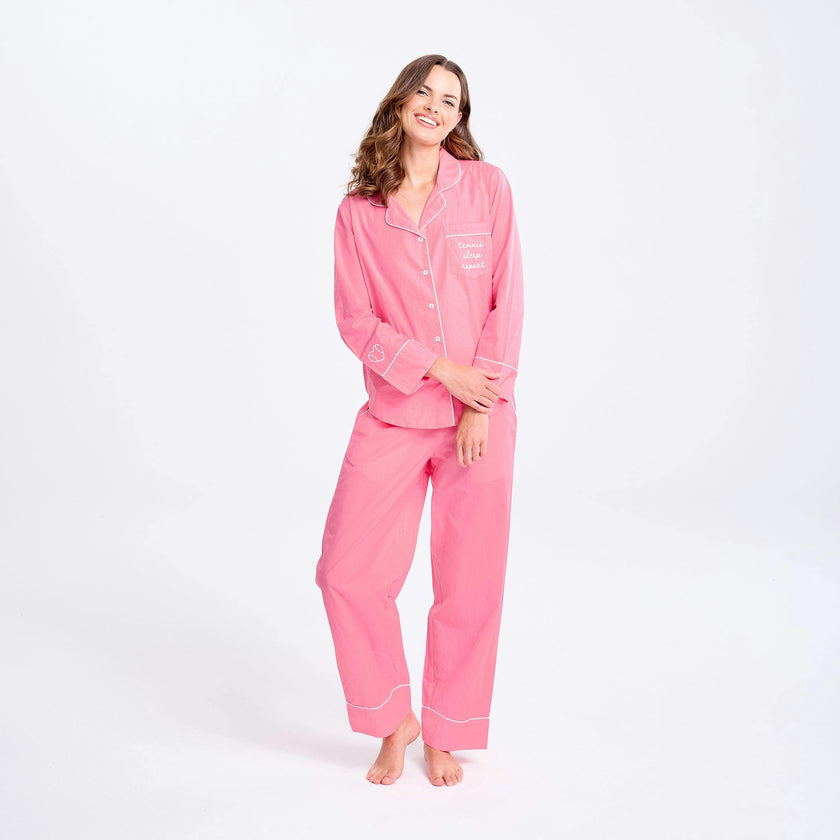 Tennis Sleep Repeat Long Pajama Set