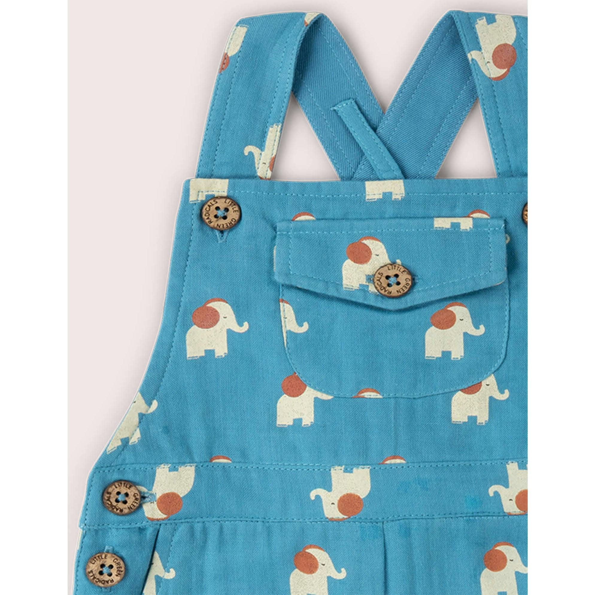 Blue Elephants Dungaree Shorts, Blue