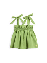women's vichy frilled top - matcha green