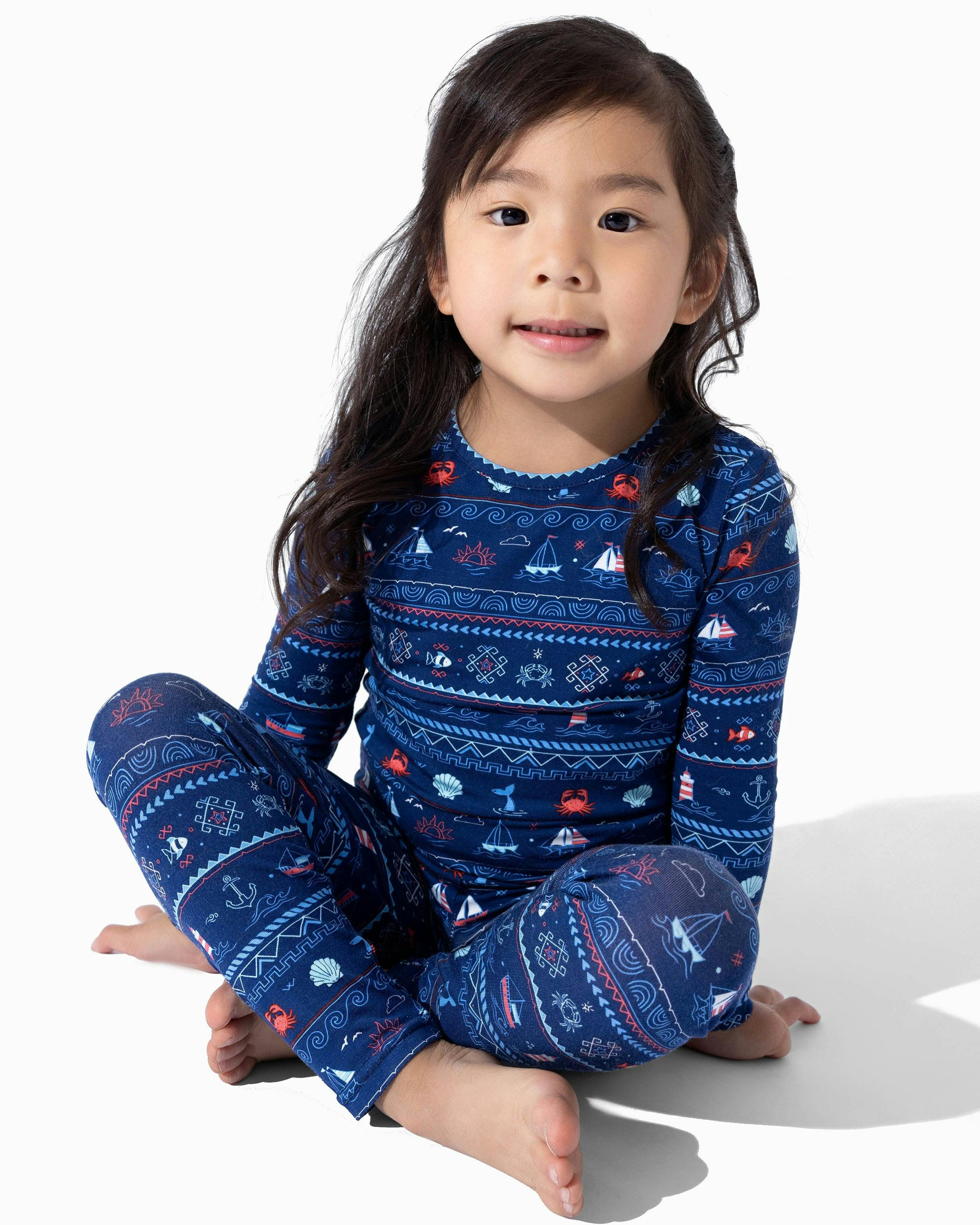 Sail Away Fair Isle Bamboo Kids Pajamas