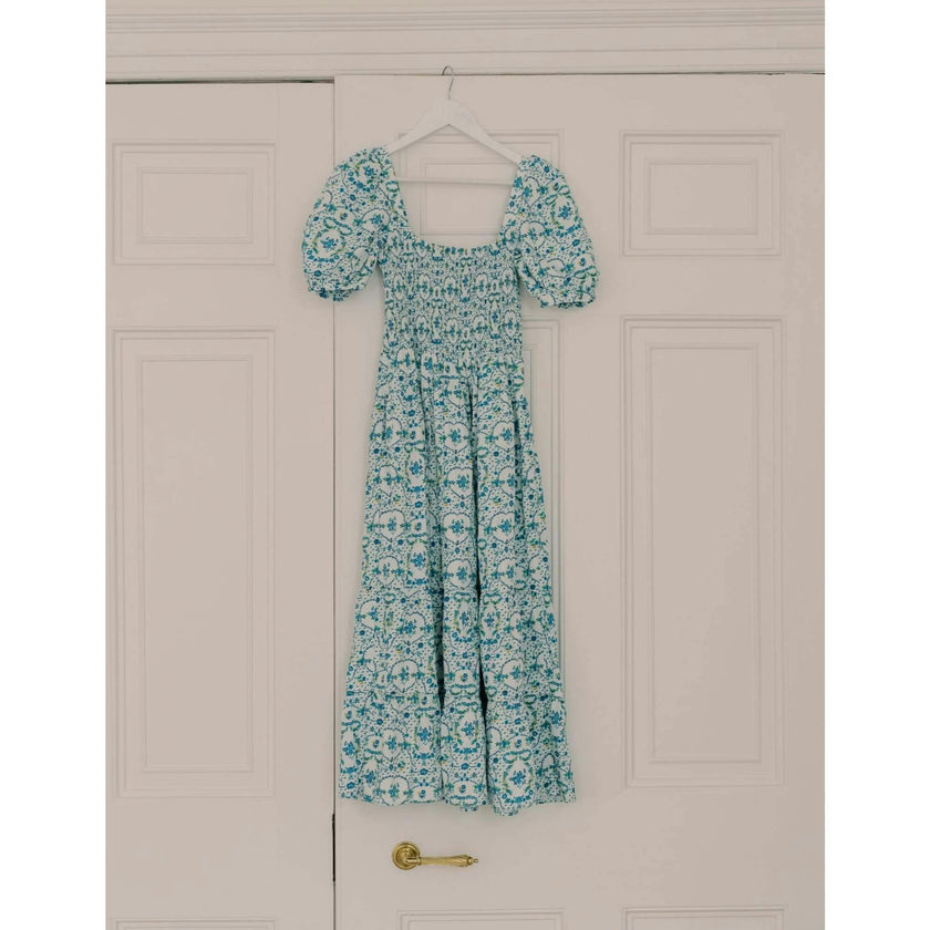 Nicky Hilton x La Coqueta Blue Bow Floral London Women Long Dress