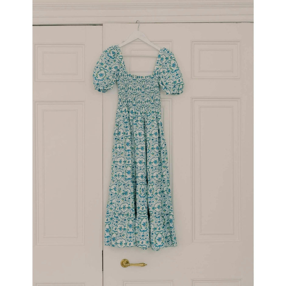 Nicky Hilton x La Coqueta Blue Bow Floral London Women Long Dress