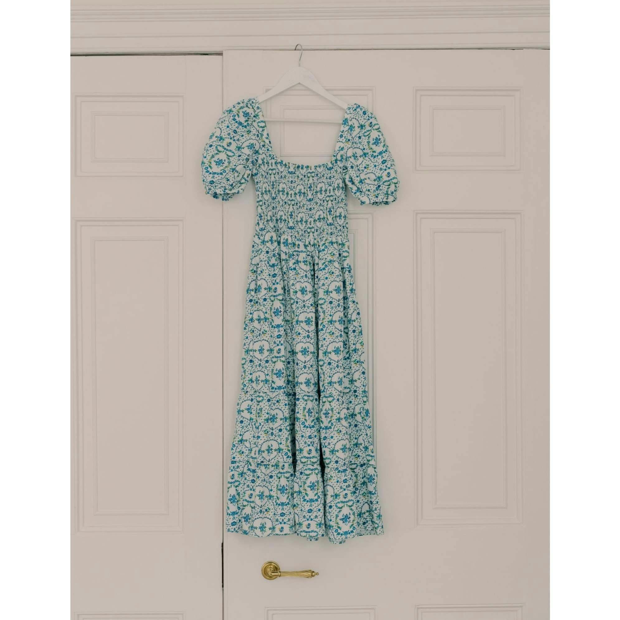 Nicky Hilton x La Coqueta Blue Bow Floral London Women Long Dress