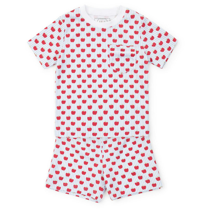 Charles Boys' Short Set - Schoolhouse Apples Blue