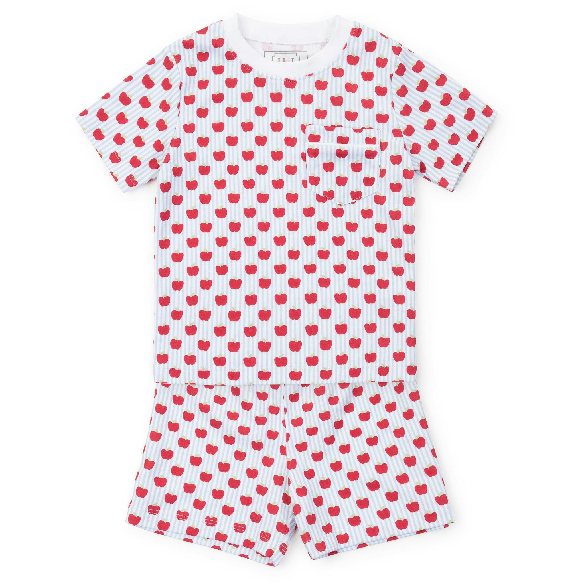 Charles Boys' Short Set - Schoolhouse Apples Blue