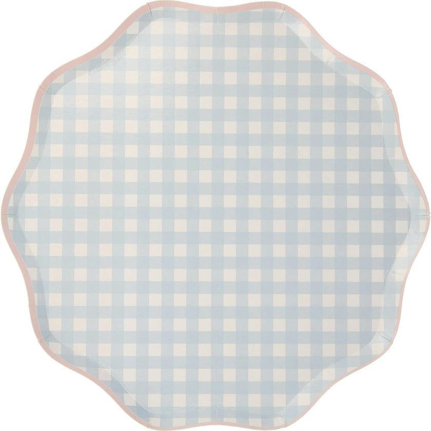 Set of 12 Gingham Dinner Plates