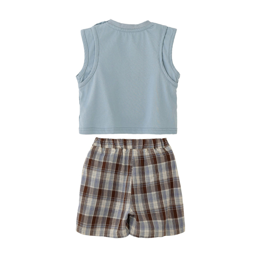 Blue Fish Plaid Set