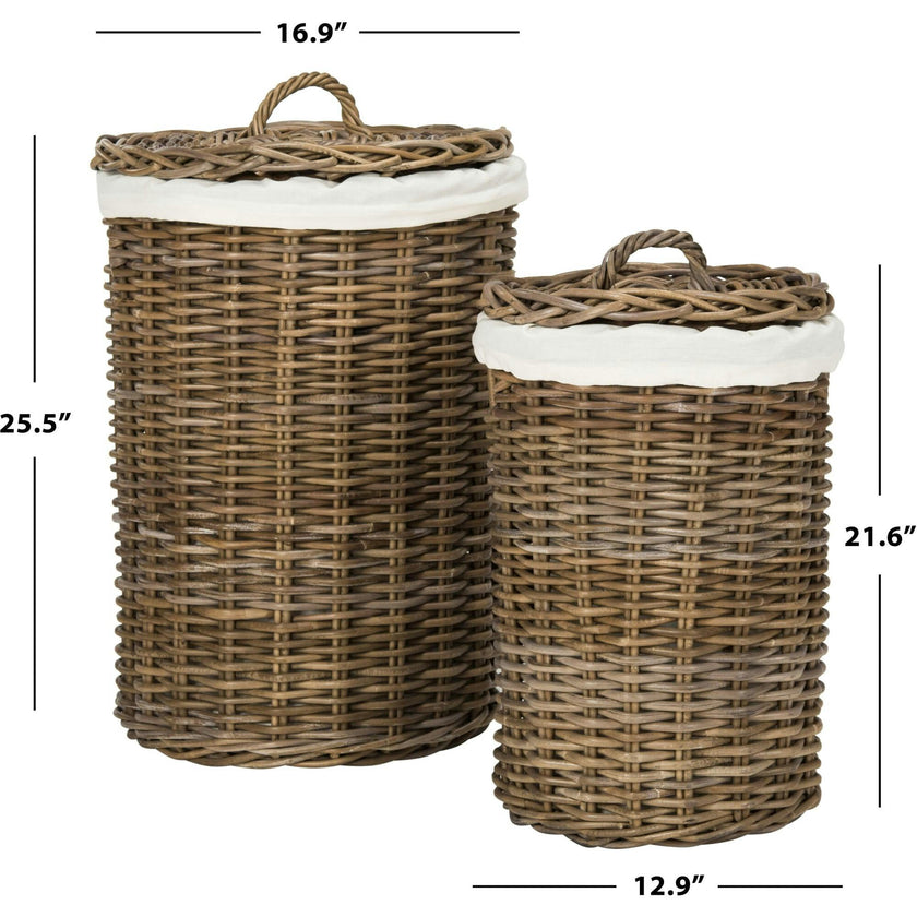 Set of 2 Millen Rattan Round Laundry Baskets