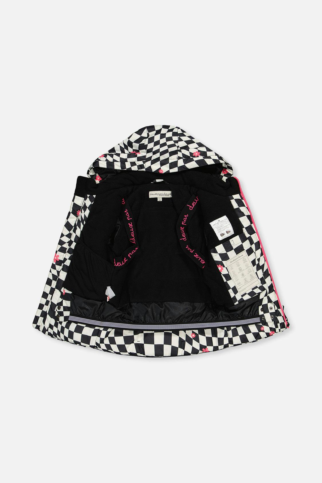 Two Piece Teknik Snowsuit White And Bright Pink Checkered Print