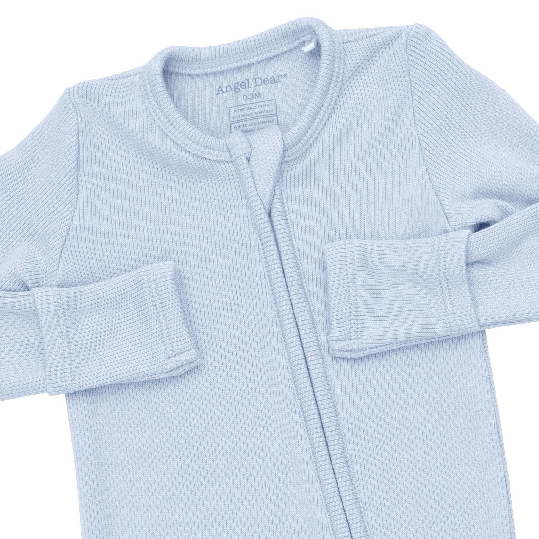 Solid Sheer Blue Rib - 2 Way Zipper Footie
