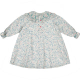 Yse Blue Floral Long Sleeve Bishop Dress