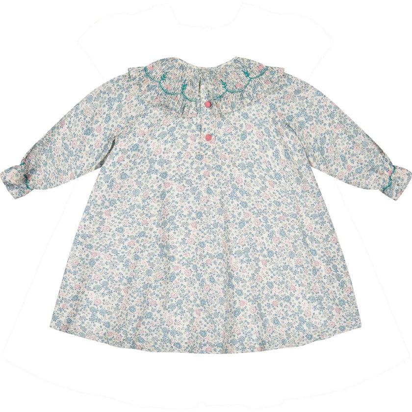 Yse Blue Floral Long Sleeve Bishop Dress